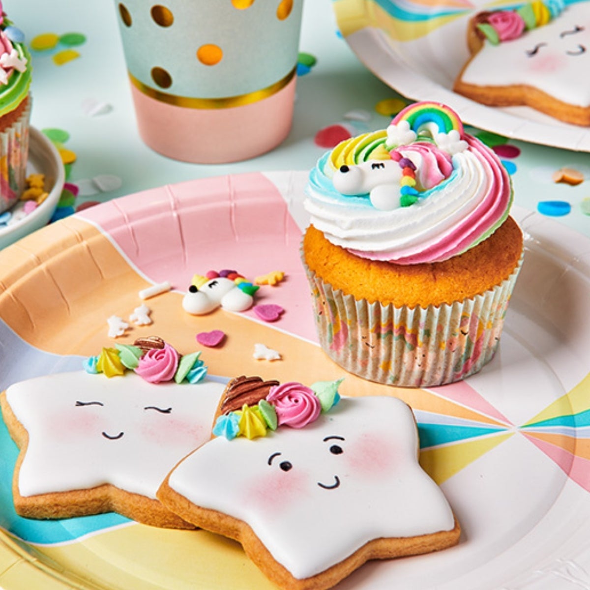FunCakes Décors en Sucre Licorne & Arc-en-ciel Set/12