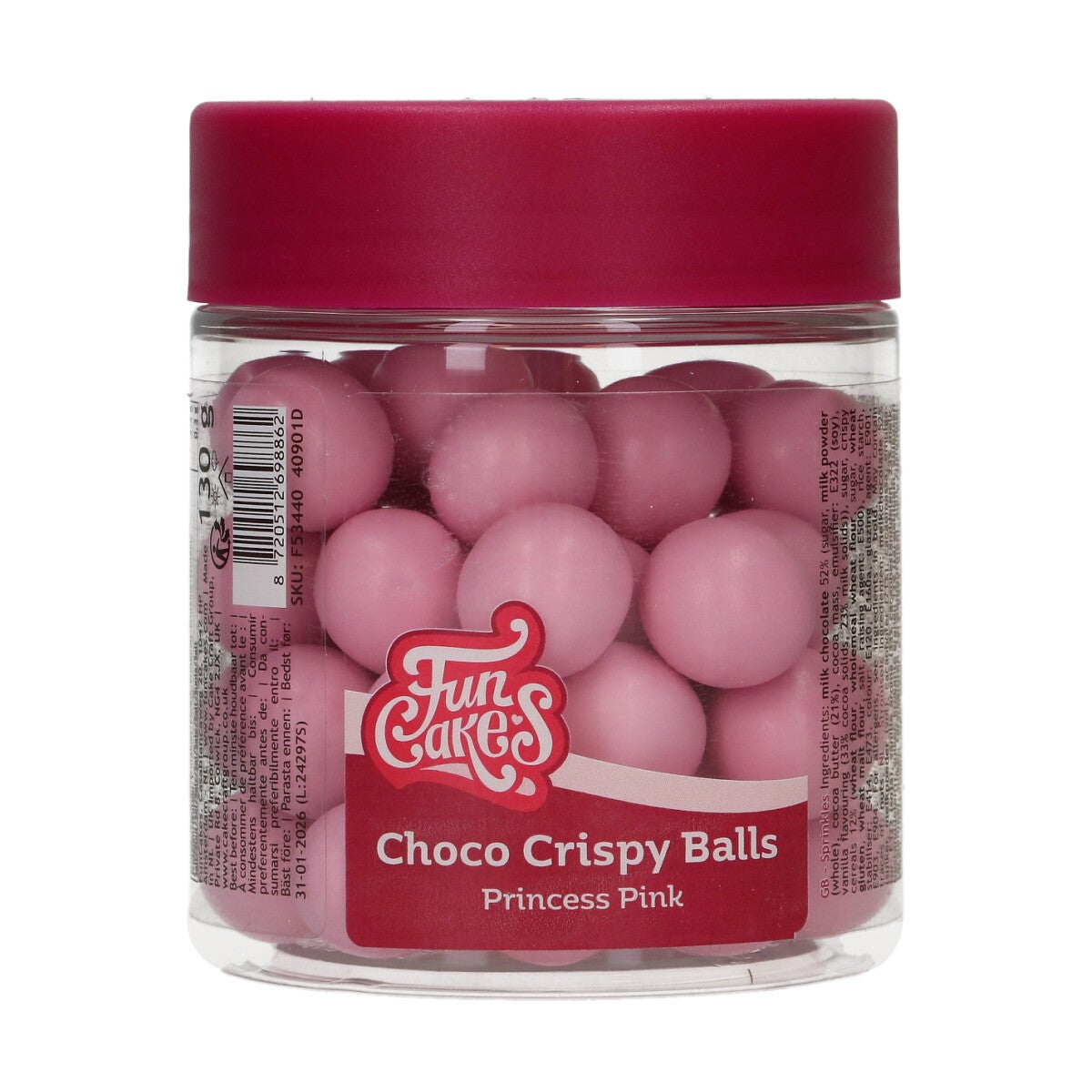 FunCakes Boules Choco Croustillantes - Pearl Pink 130g