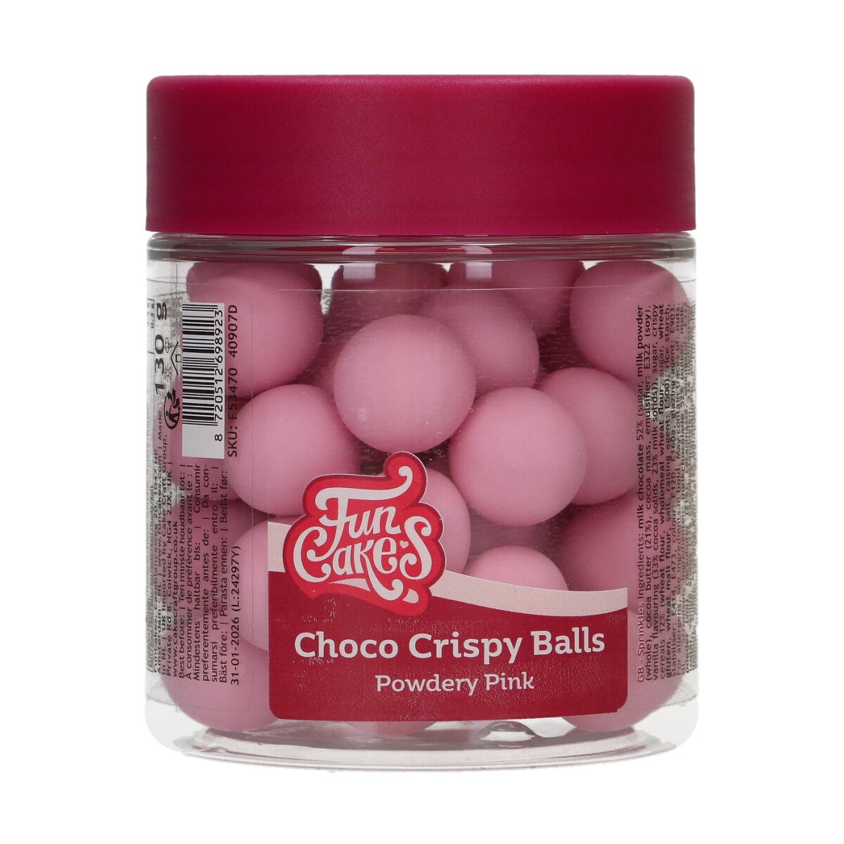 FunCakes Boules Choco Croustillantes - Matt Pink 130g