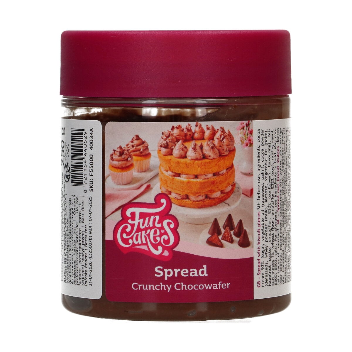 Pâte à tartiner FunCakes - Gaufrettes au chocolat croustillantes 250 g