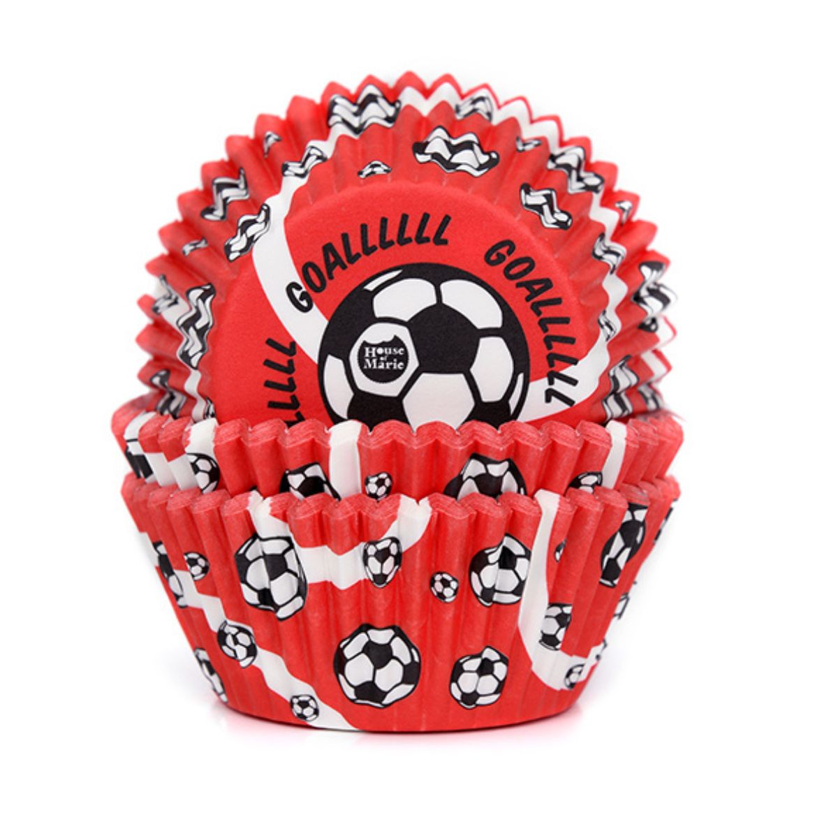 House of Marie Baking Cups Rouge But de Football pk/48