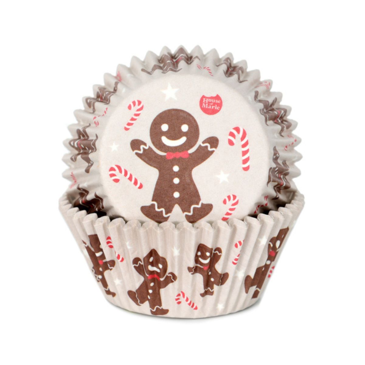 House of Marie Baking Cups Gingerbread Man pk/48