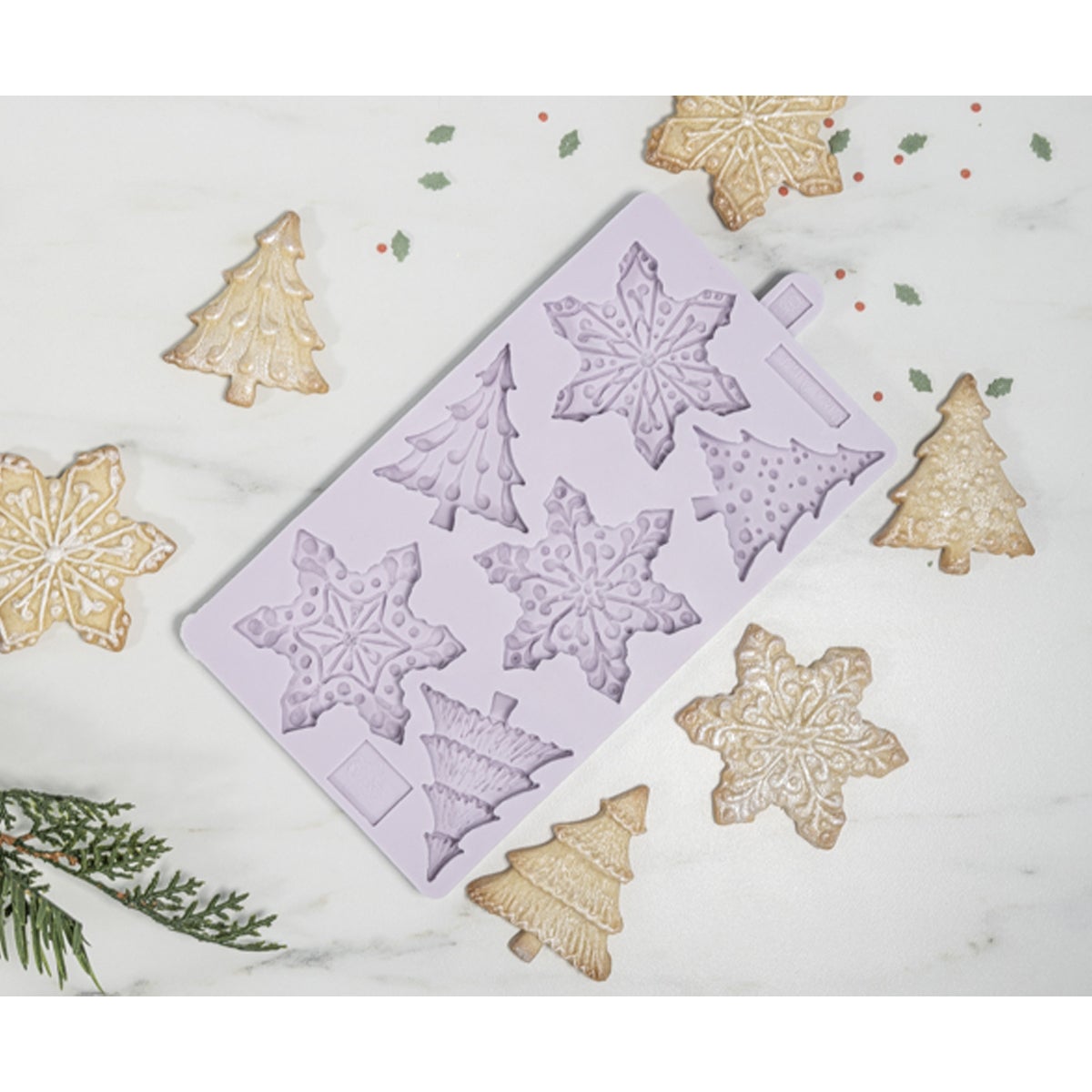 Karen Davies Moule en silicone - Flocons de neige et arbres