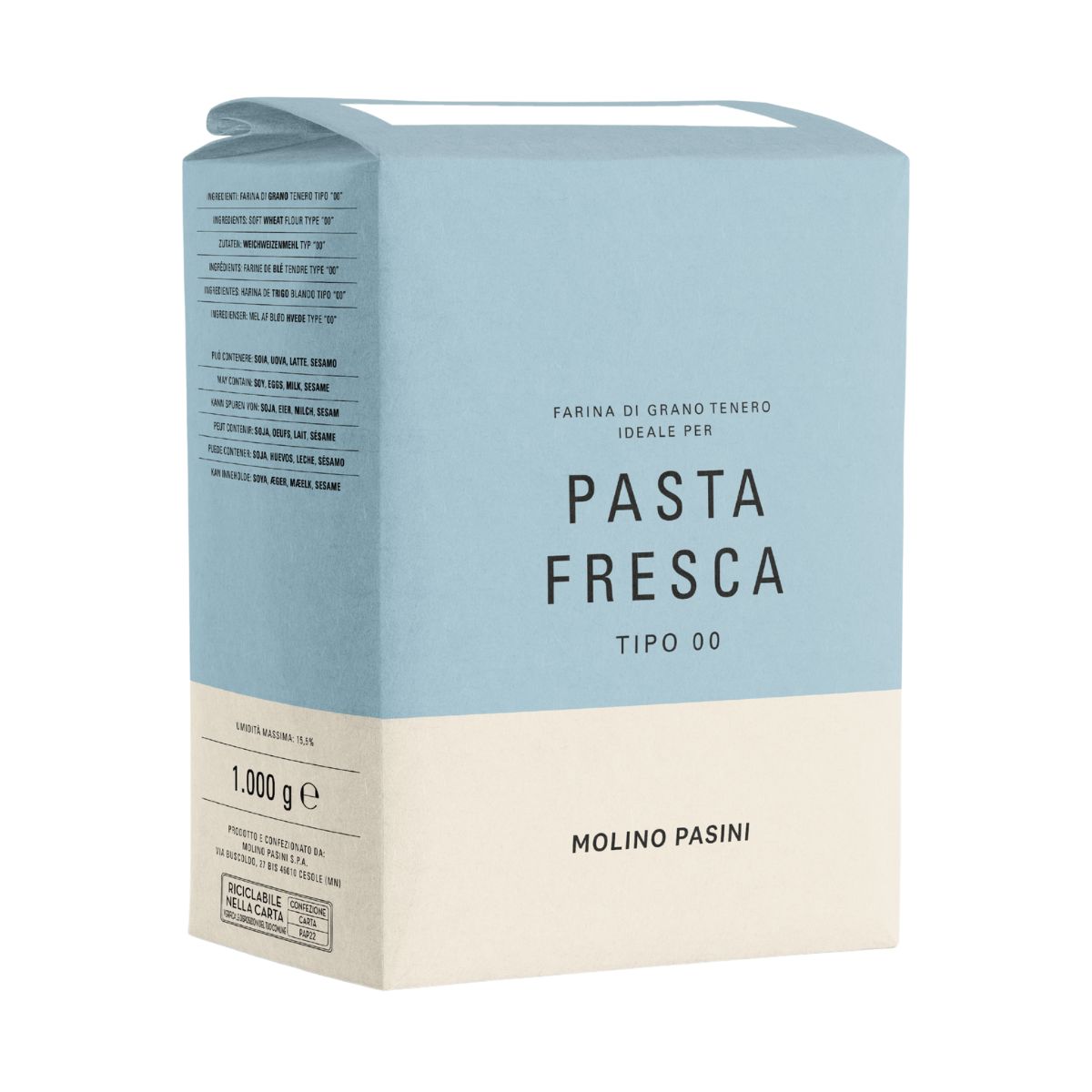 Molino Pasini Pâtes Fraîches Farine de Blé Type 00 100 % 1 kg