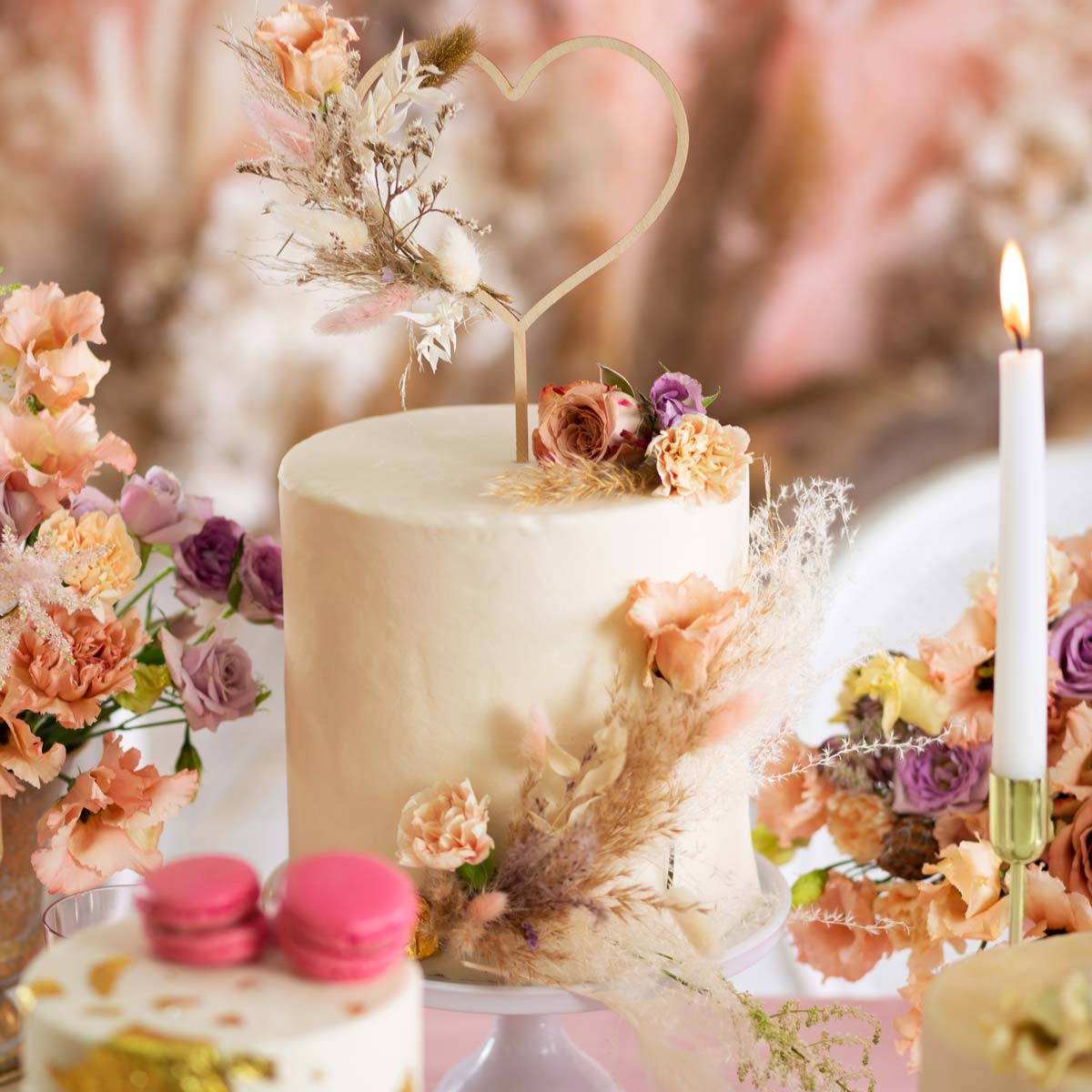 PartyDeco Wooden Cake Topper Cœur 23 cm