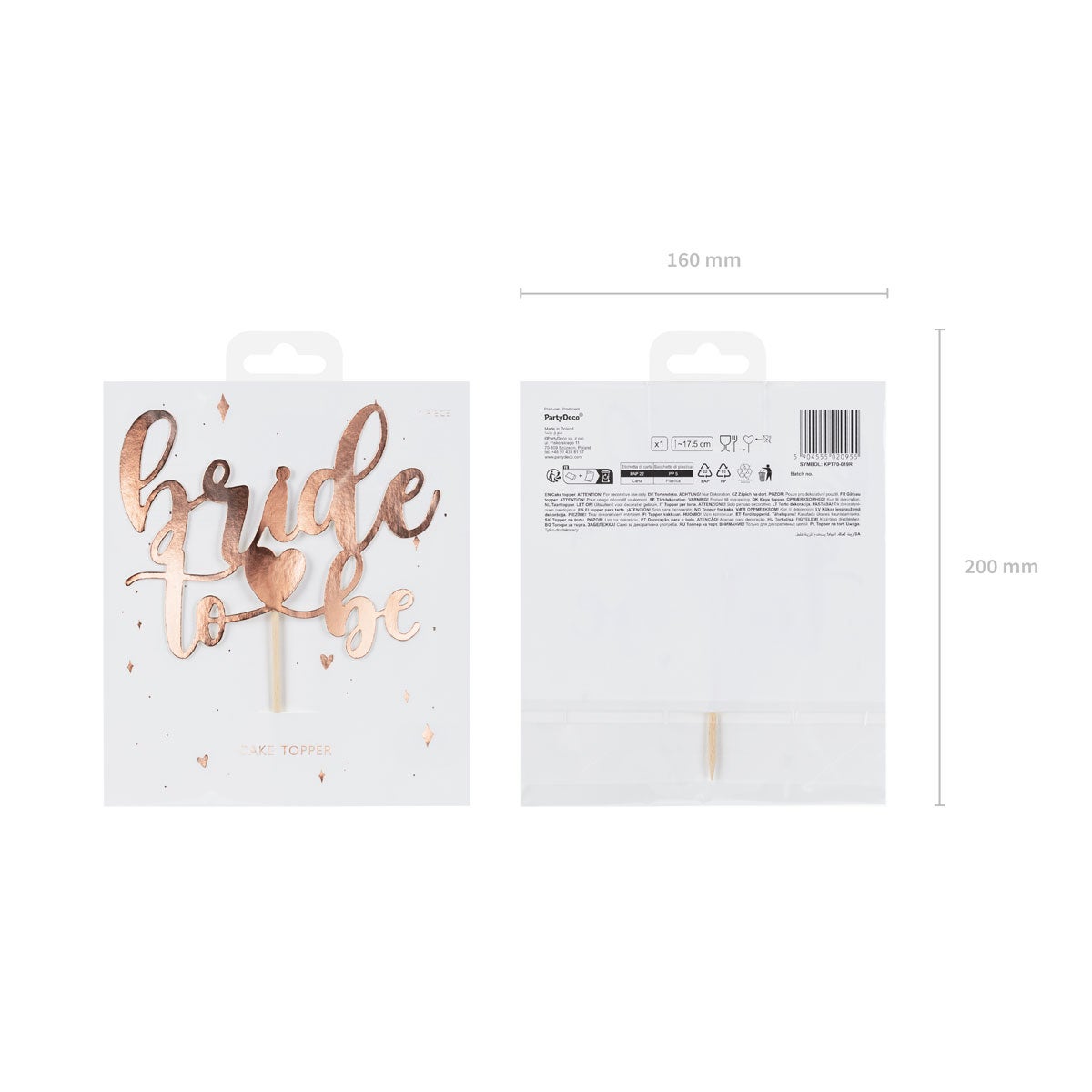 PartyDeco Cake Topper Bride To Be - Rose Gold