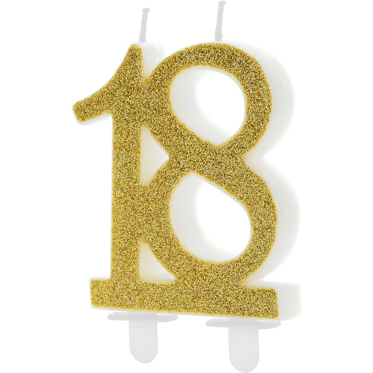 PartyDeco Bougies d'anniversaire Numéro 18 - Modern Gold