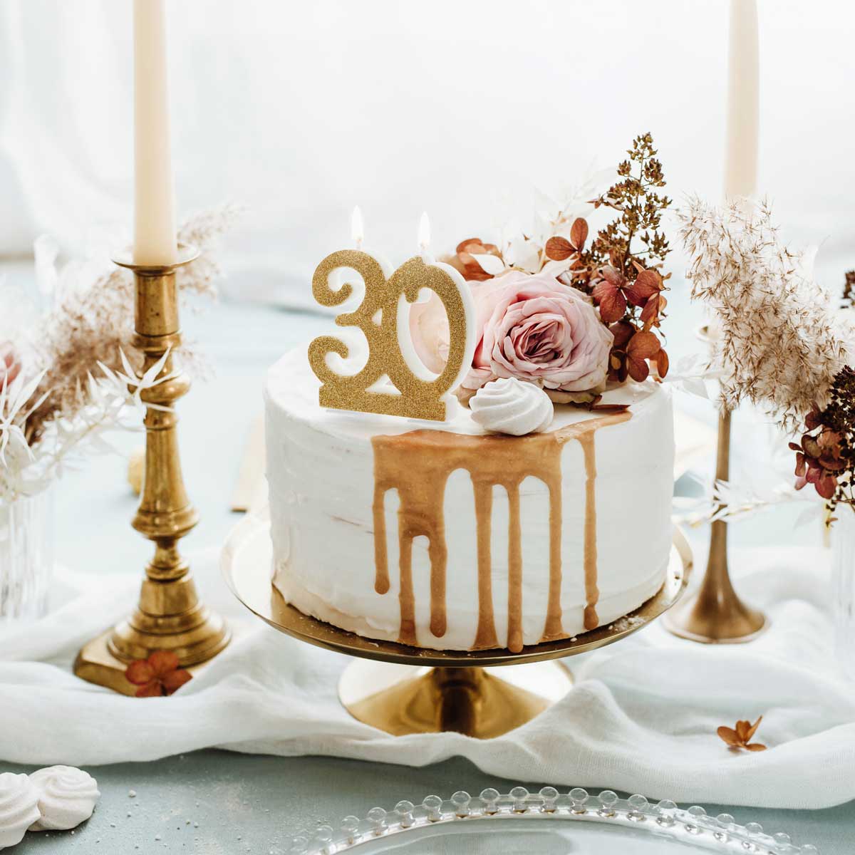 PartyDeco Bougies d'anniversaire Numéro 30 - Modern Gold