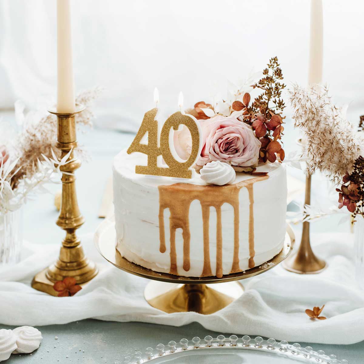 PartyDeco Bougies d'anniversaire Numéro 40 - Modern Gold