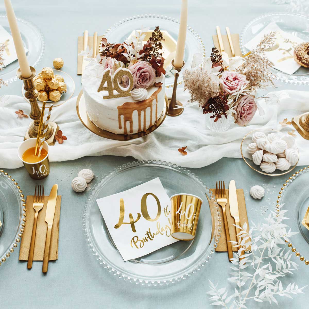 PartyDeco Bougies d'anniversaire Numéro 40 - Modern Gold