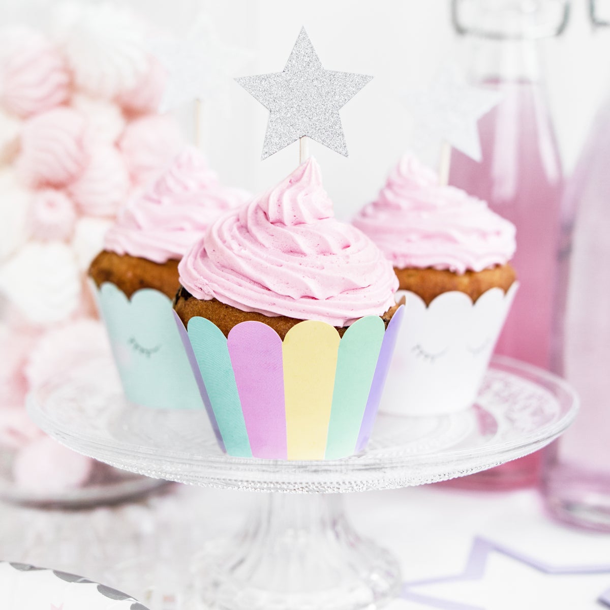 PartyDeco Caissettes à Cupcakes Licorne Set/6