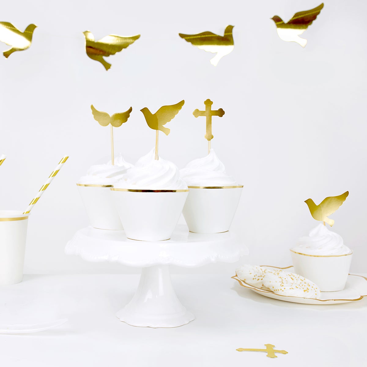 PartyDeco Cupcake Toppers Première Communion Set/6