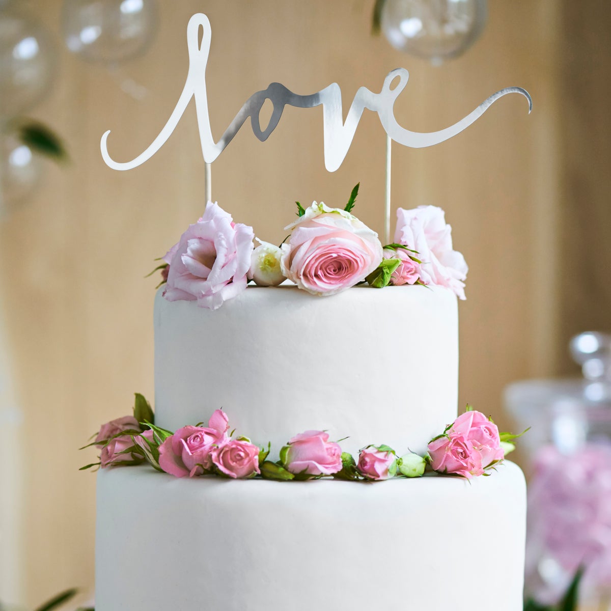 PartyDeco Cake Topper Love - Argent