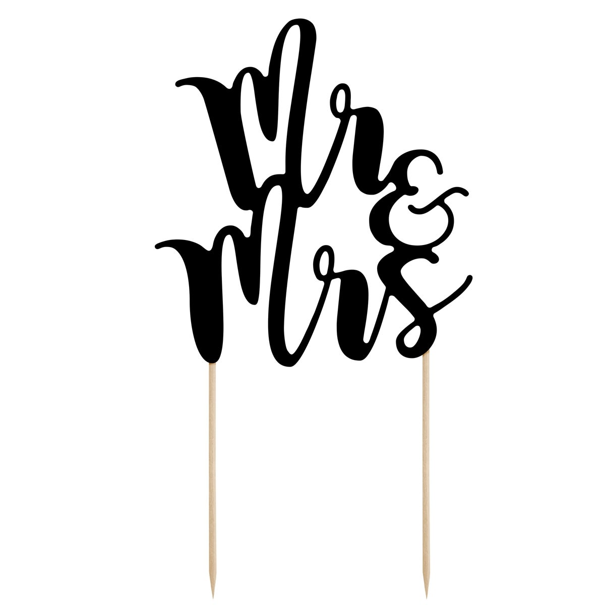 PartyDeco Cake Topper Mr&Mrs - Noir