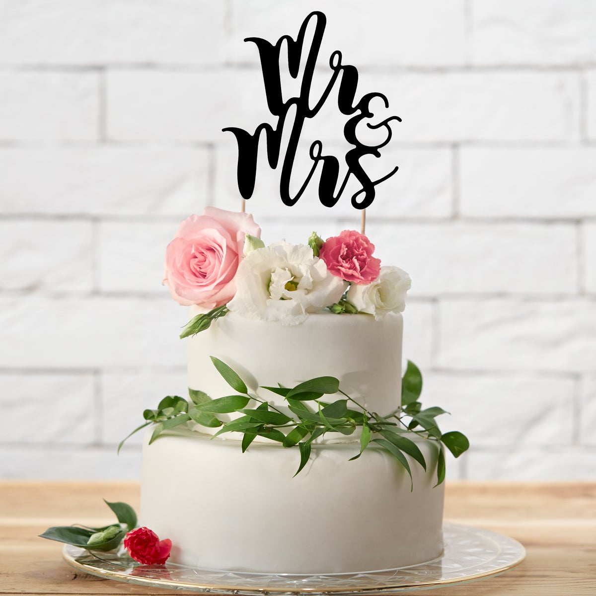 PartyDeco Cake Topper Mr&Mrs - Noir
