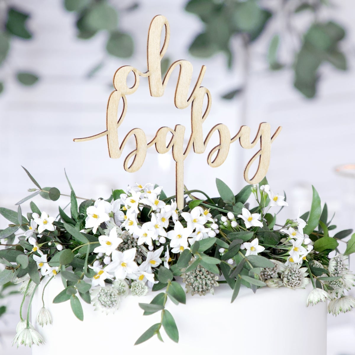 PartyDeco Cake Topper en Bois - Oh Baby