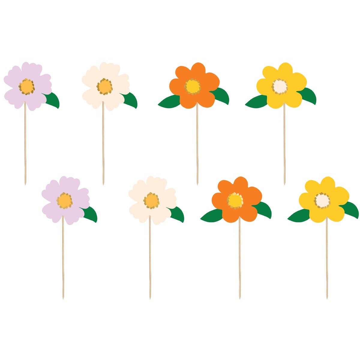 PartyDeco Cake toppers Fleurs mix pk/8