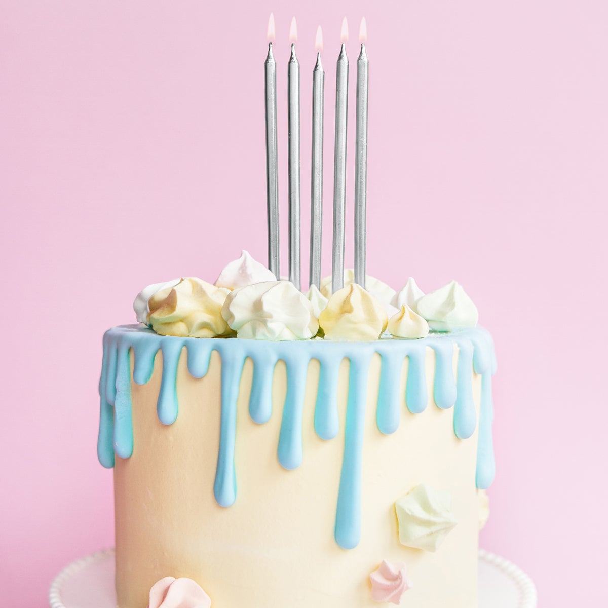 PartyDeco Bougies d’anniversaire Unies Argent 12,5cm pcs/12