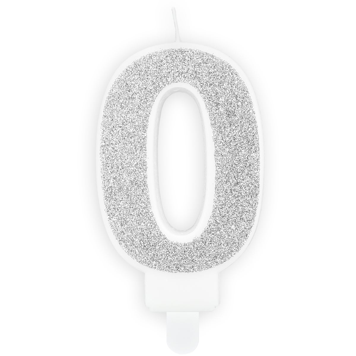 PartyDeco Bougie Anniversaire Chiffre 0 - Argent