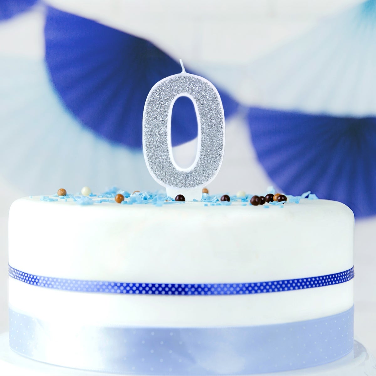 PartyDeco Bougie Anniversaire Chiffre 0 - Argent