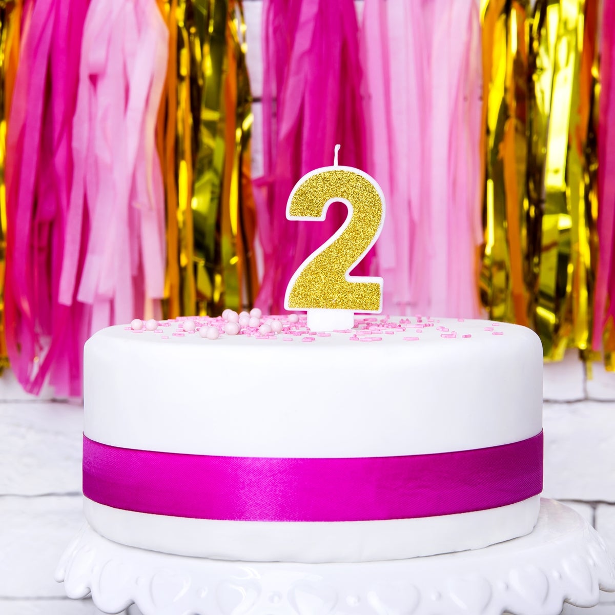 PartyDeco Bougie Anniversaire Chiffre 2 - Or
