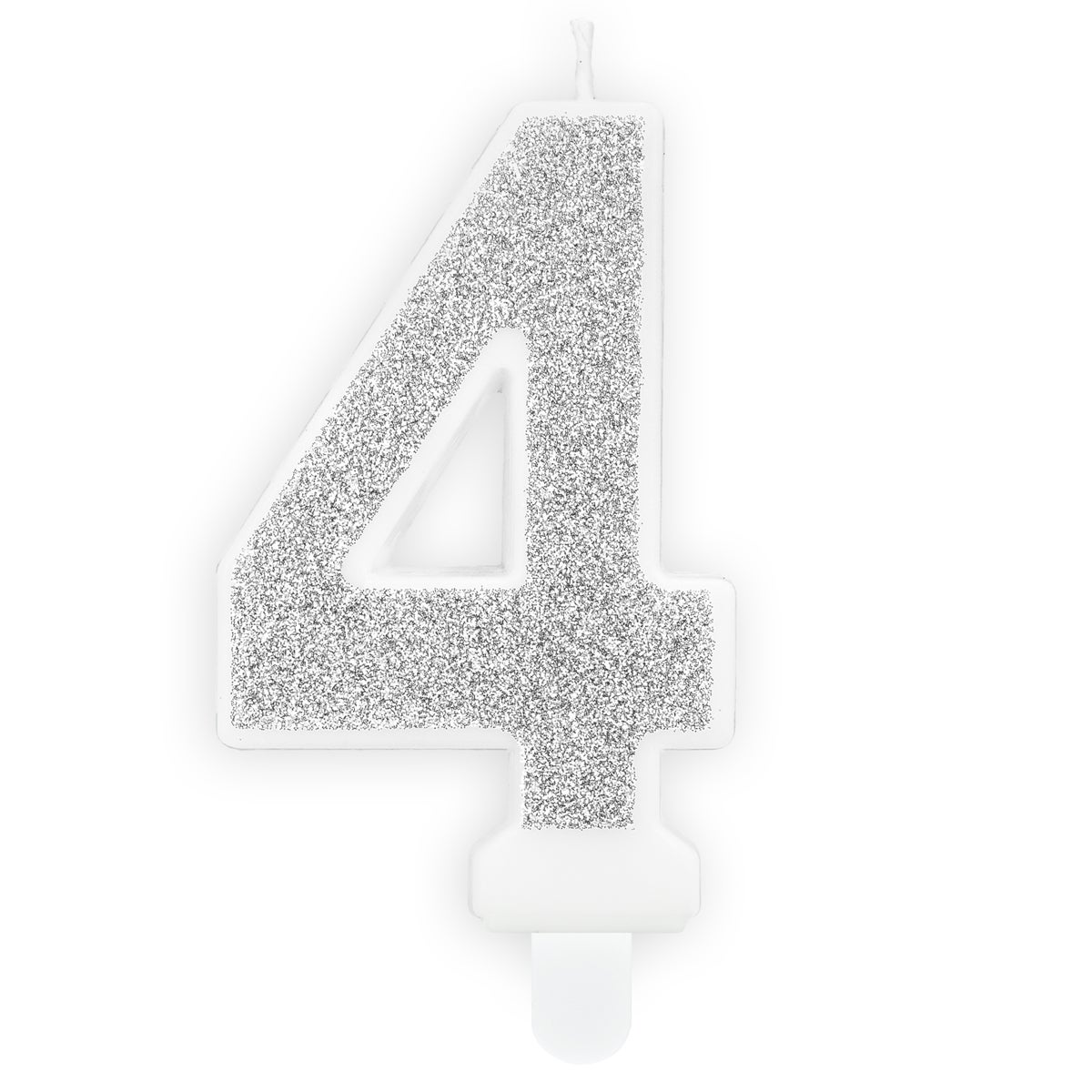 PartyDeco Bougie Anniversaire Chiffre 4 - Argent