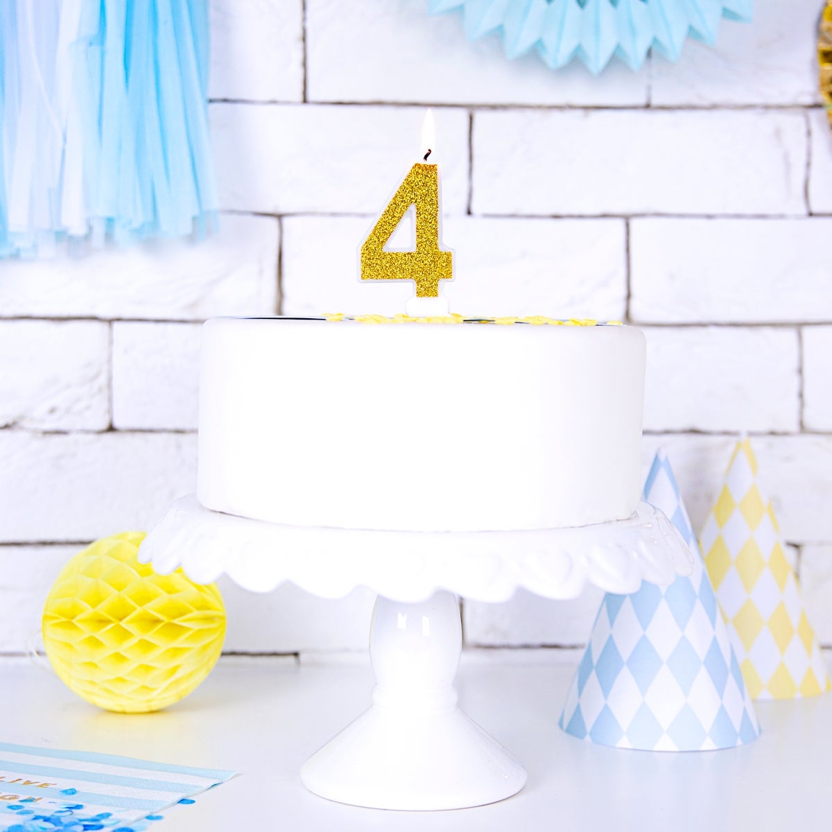 PartyDeco Bougie Anniversaire Chiffre 4 - Or