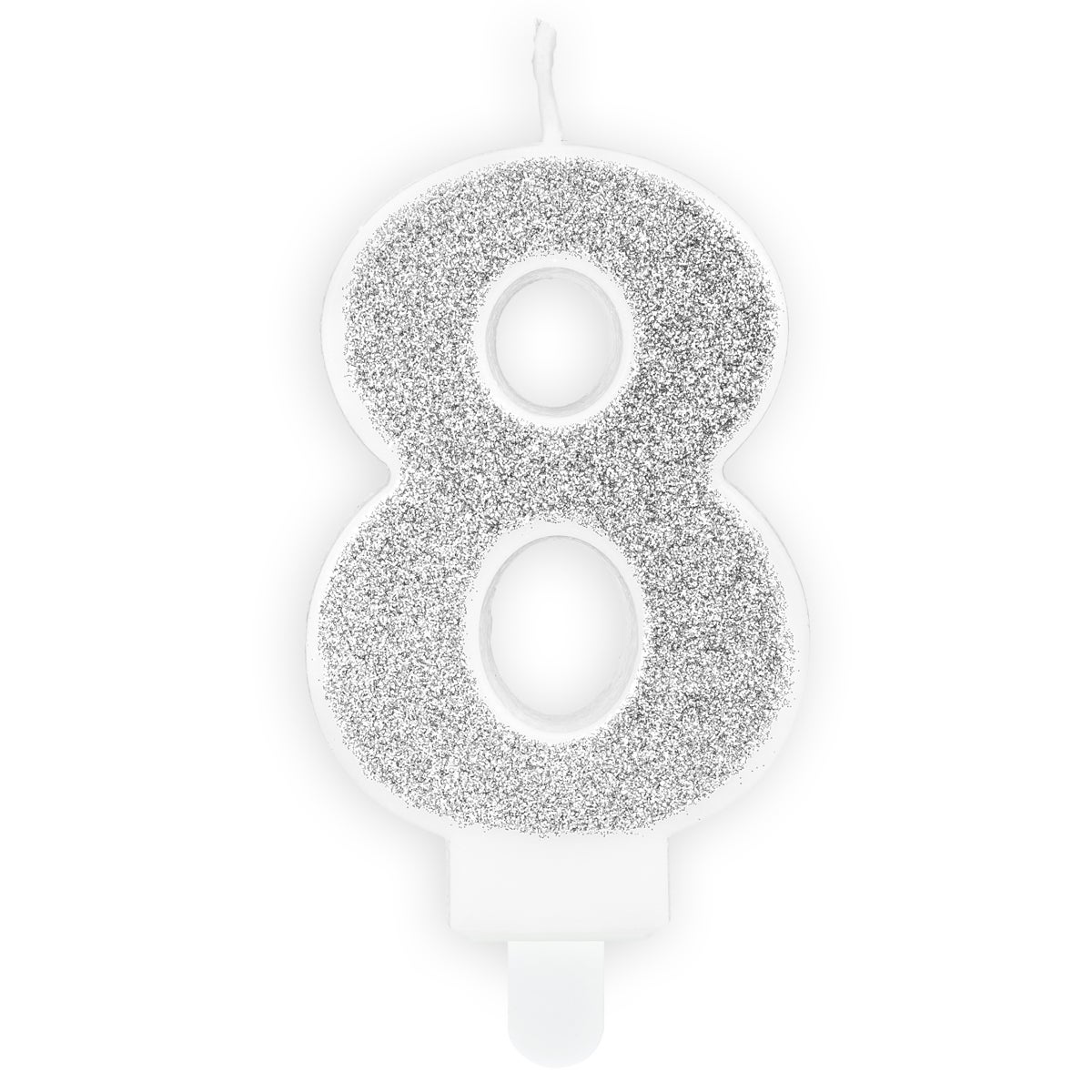 PartyDeco Bougie Anniversaire Chiffre 8 - Argent