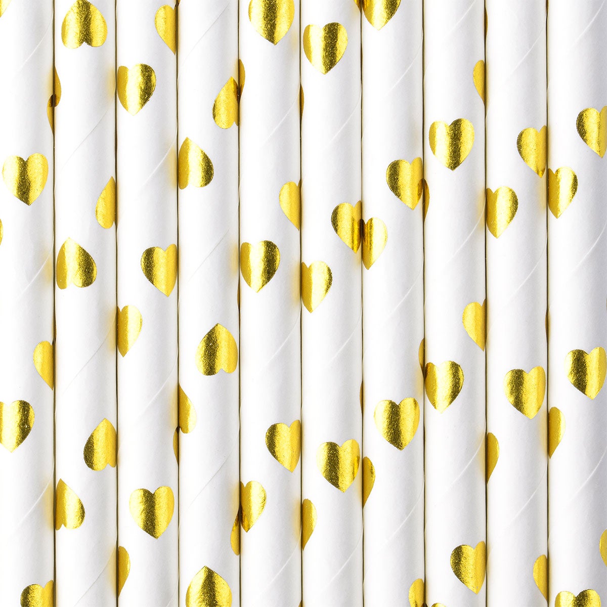 PartyDeco Pailles en papier Coeurs Or pk/10