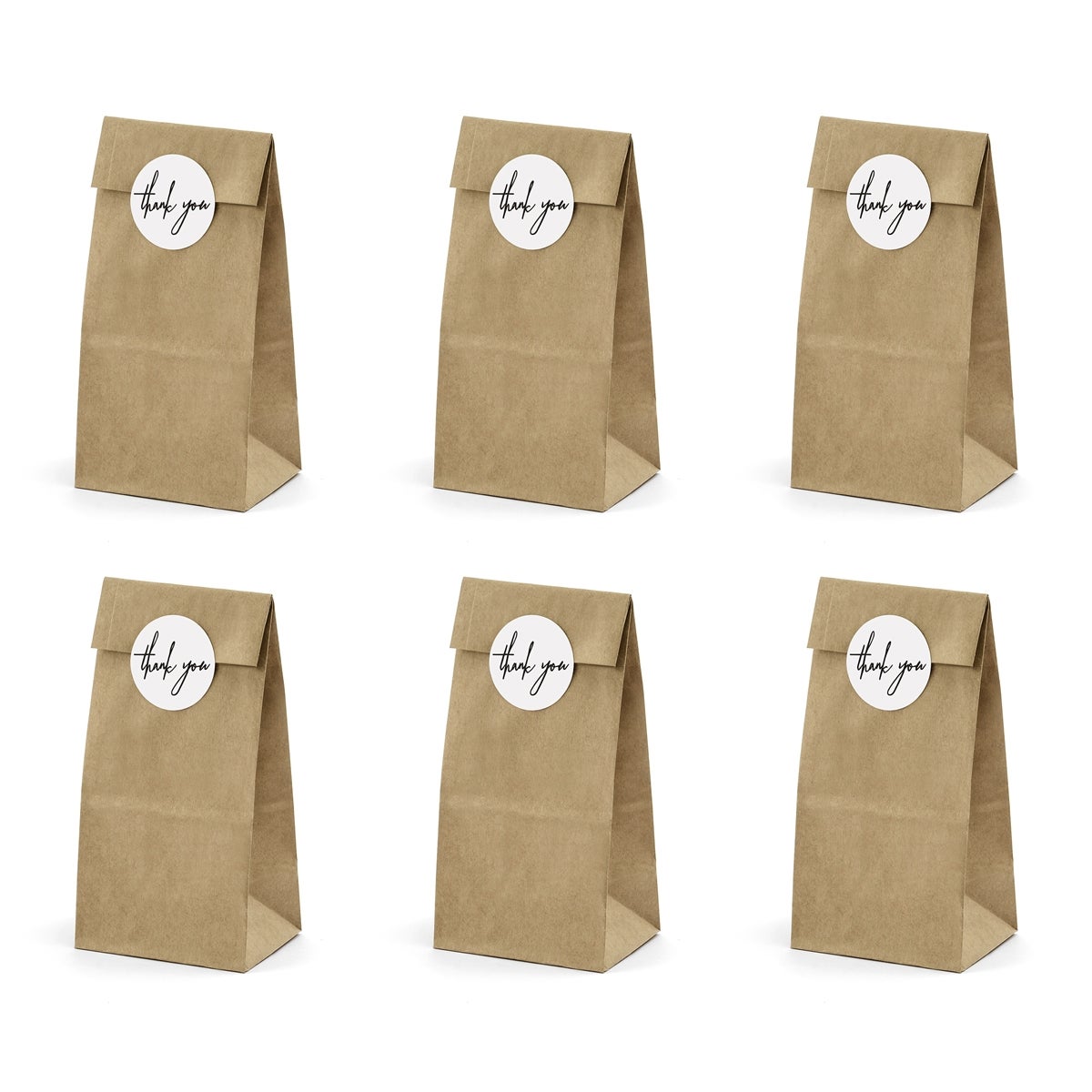 PartyDeco Sacs à friandises Kraft pk/6