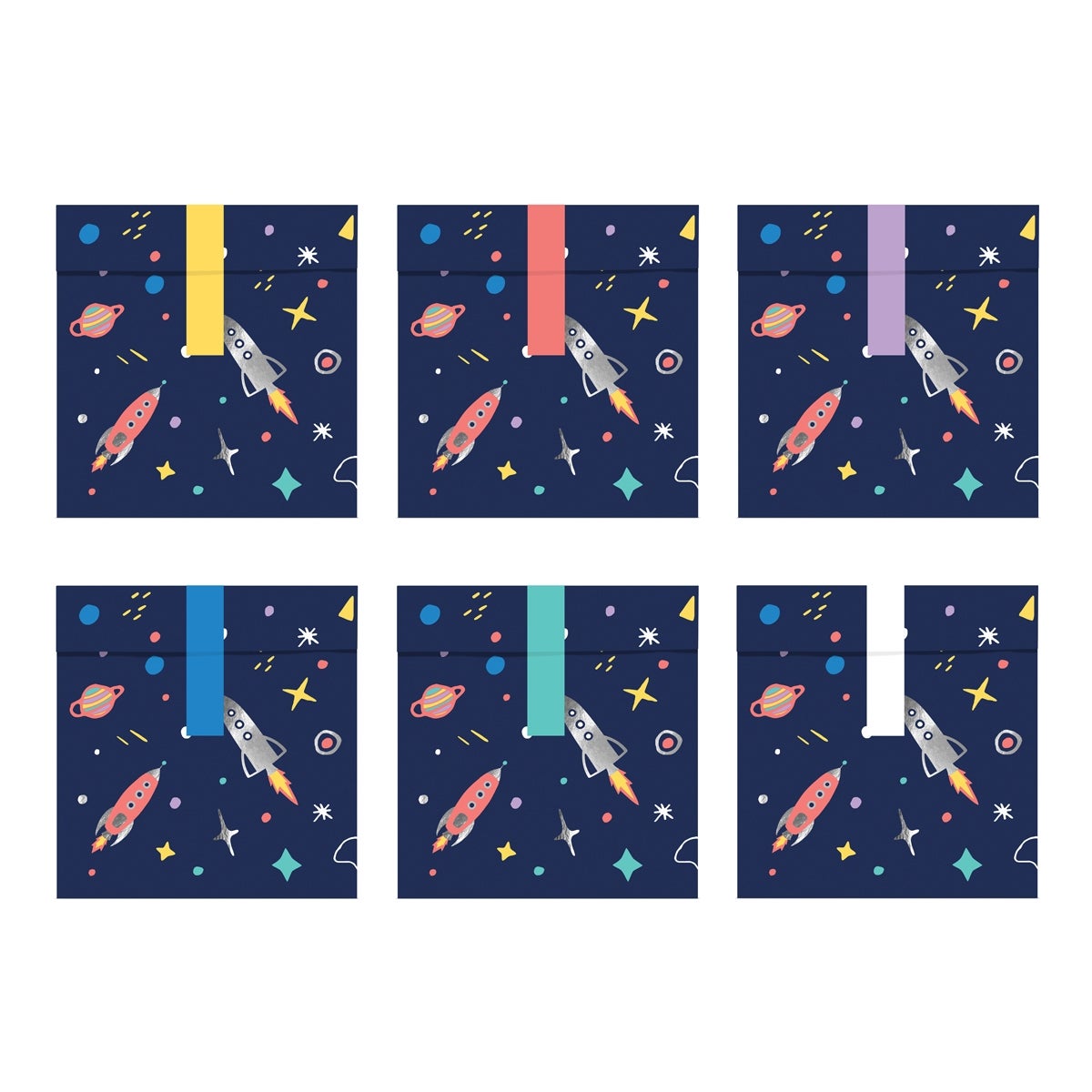 PartyDeco Sacs à friandises Space pk/6
