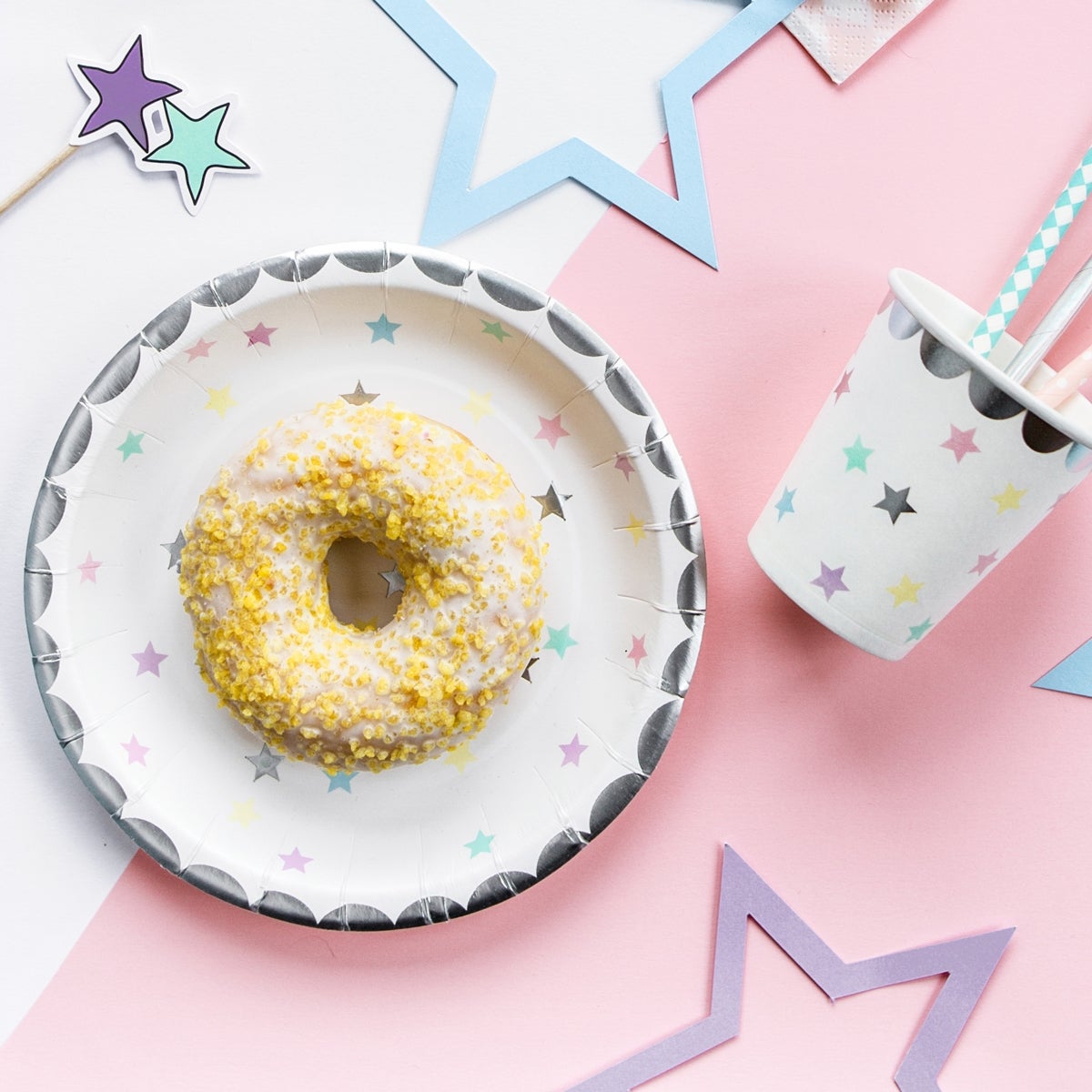 PartyDeco Assiettes - Licorne Étoiles 18cm pcs/6