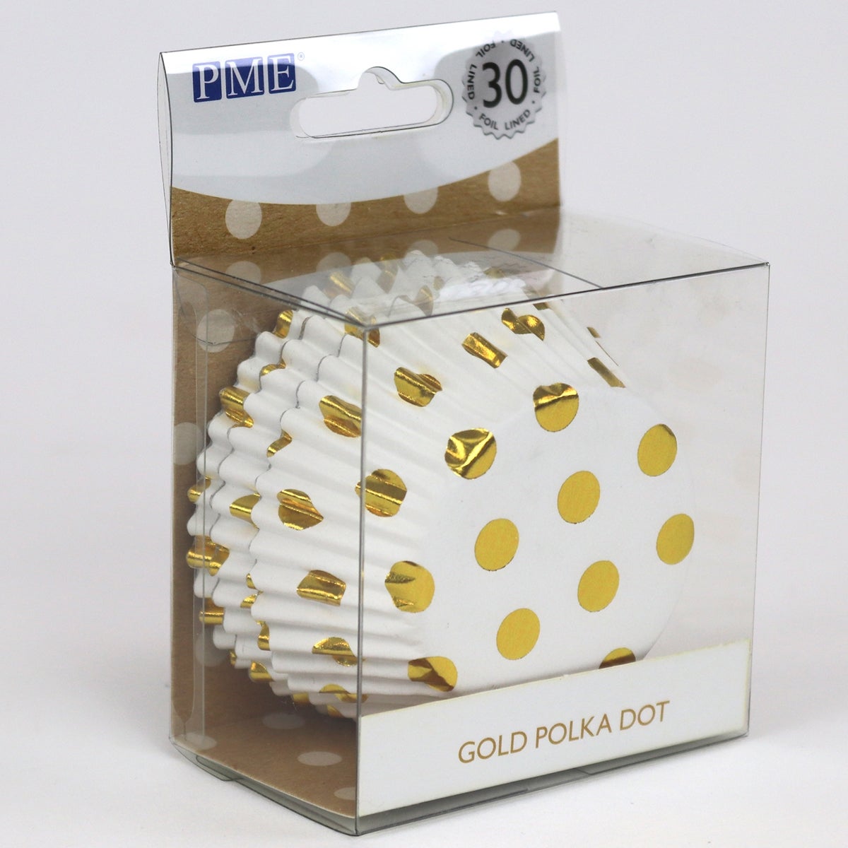 PME Foil Lined Baking Cups Gold Polka Dot pk/30
