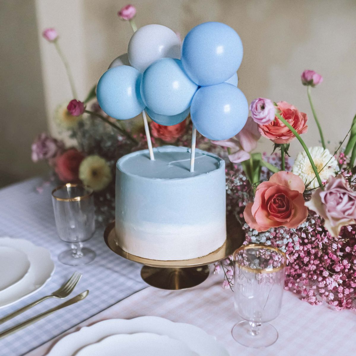 PartyDeco Ballon-Cake Topper Kit 29cm - Bleu