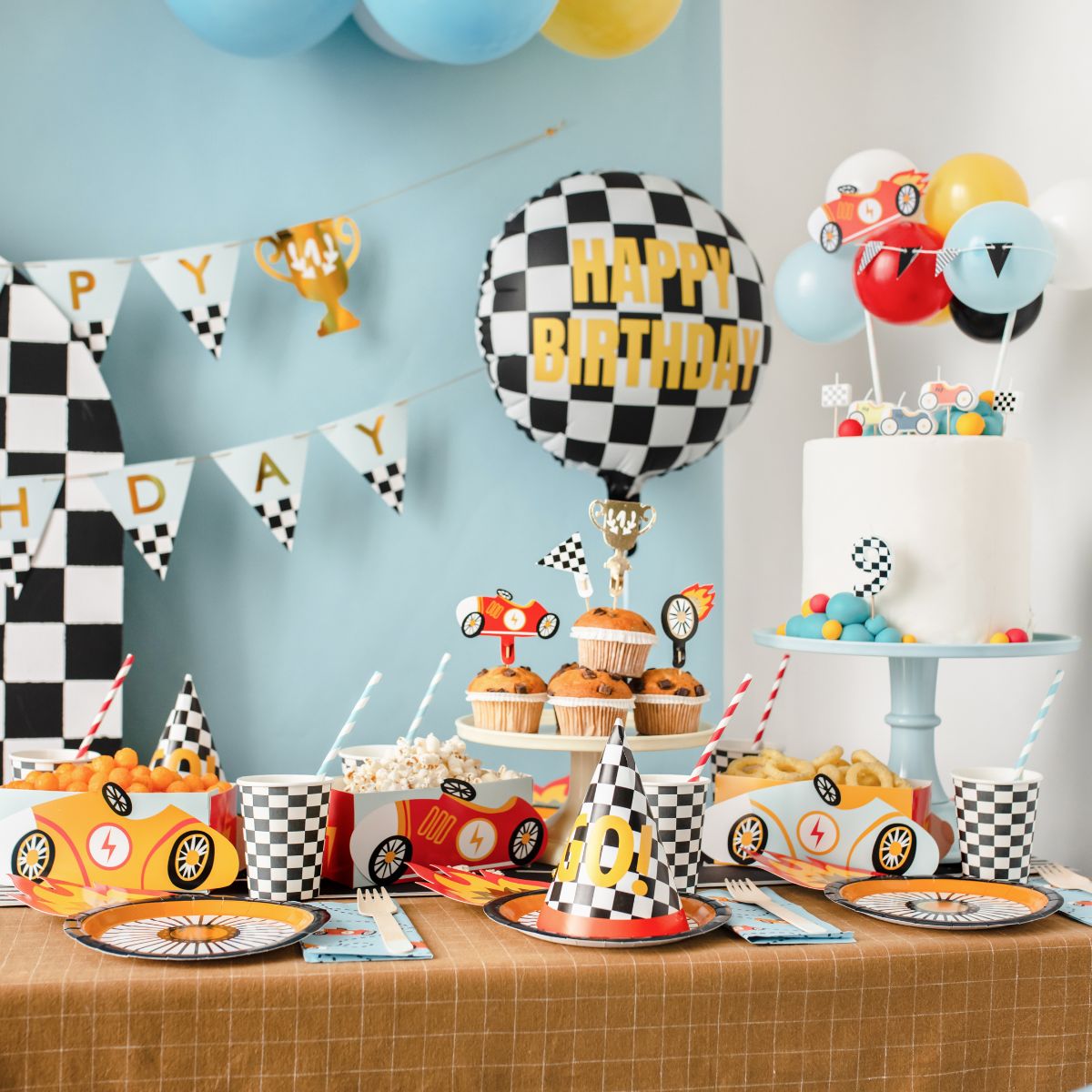 PartyDeco Ballon-Cake Topper Kit 29cm - Voiture