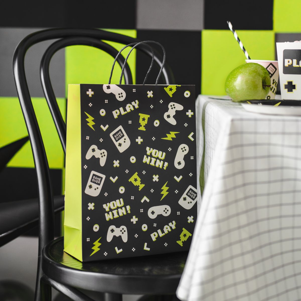 PartyDeco Sac cadeau - Gamer - 10x24x32cm