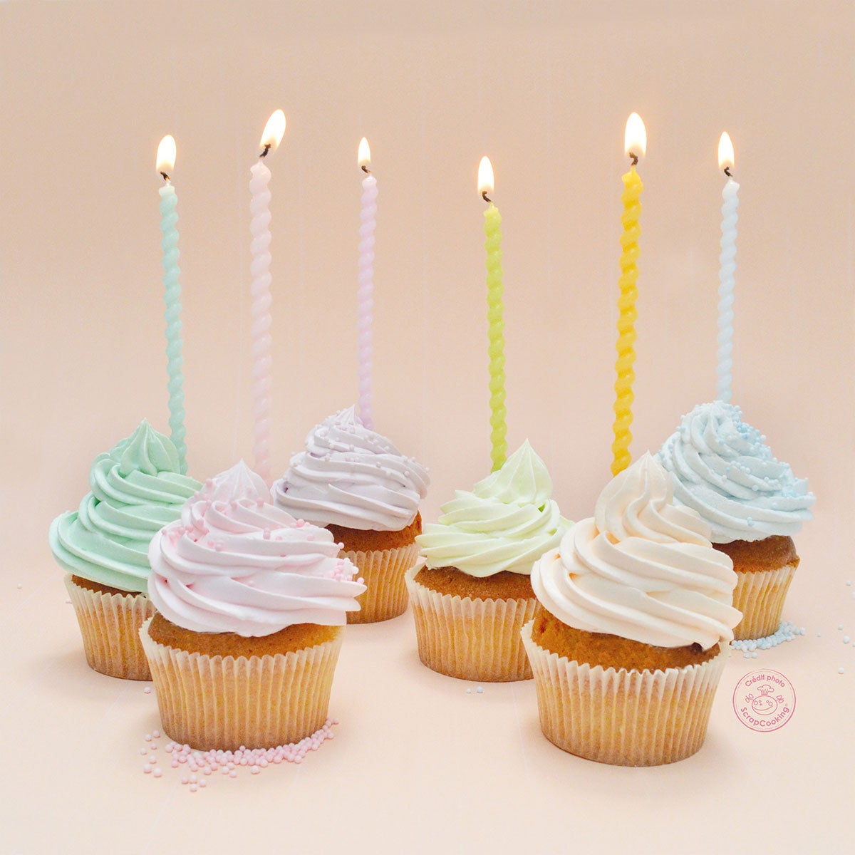 Scrapcooking Long Twisted Pastel Candles 12 cm pk/12