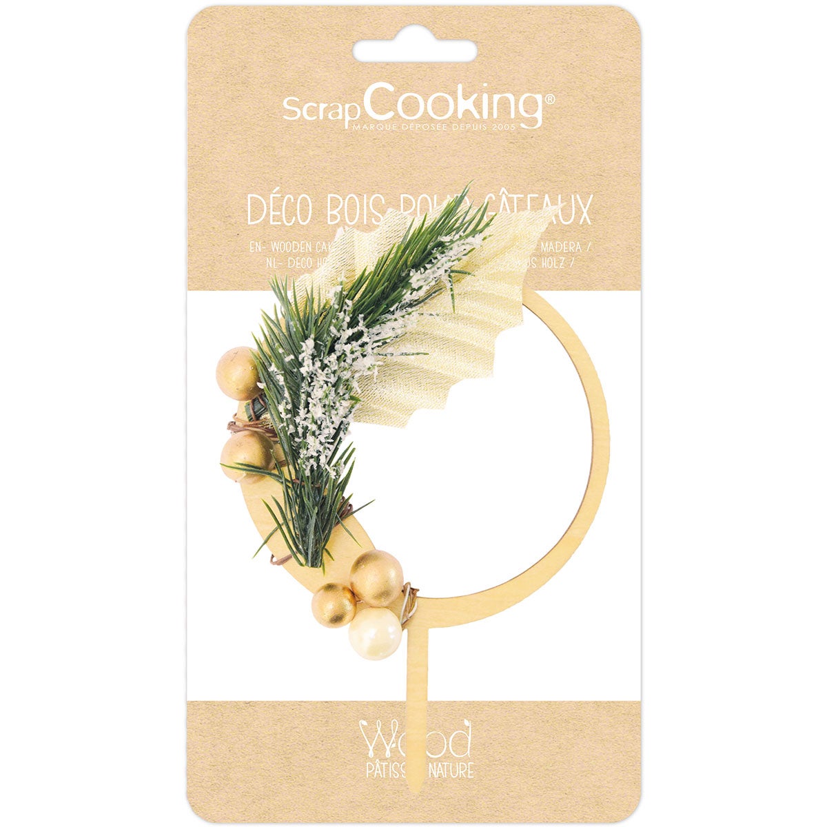 ScrapCooking Décor de gâteau en bois Couronne de Noël
