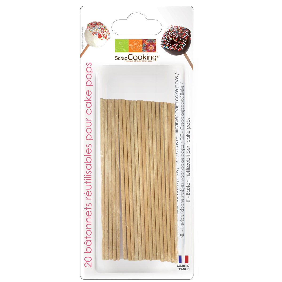 Scrapcooking Bâtonnets à cake pop en bois13cm pk/20