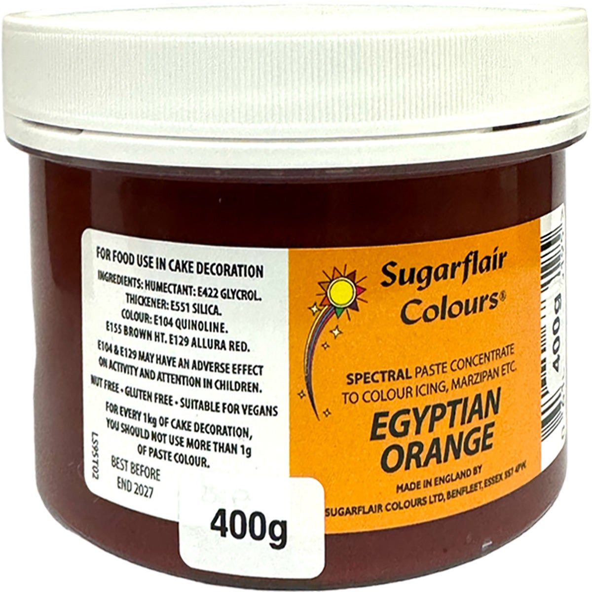 Sugarflair Pâte Colorante ORANGE EGYPTIEN 400 g