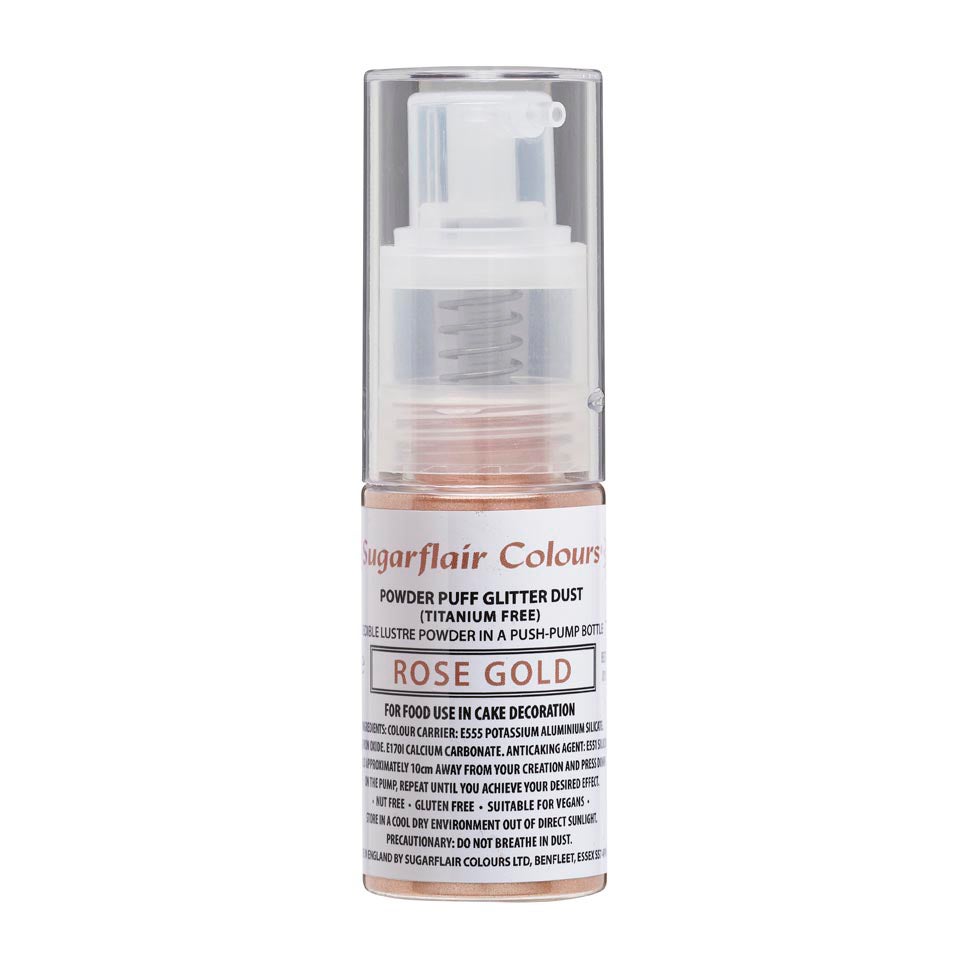 Sugarflair Pump Spray Glitter Dust -Rose Gold- E171 Free 10g
