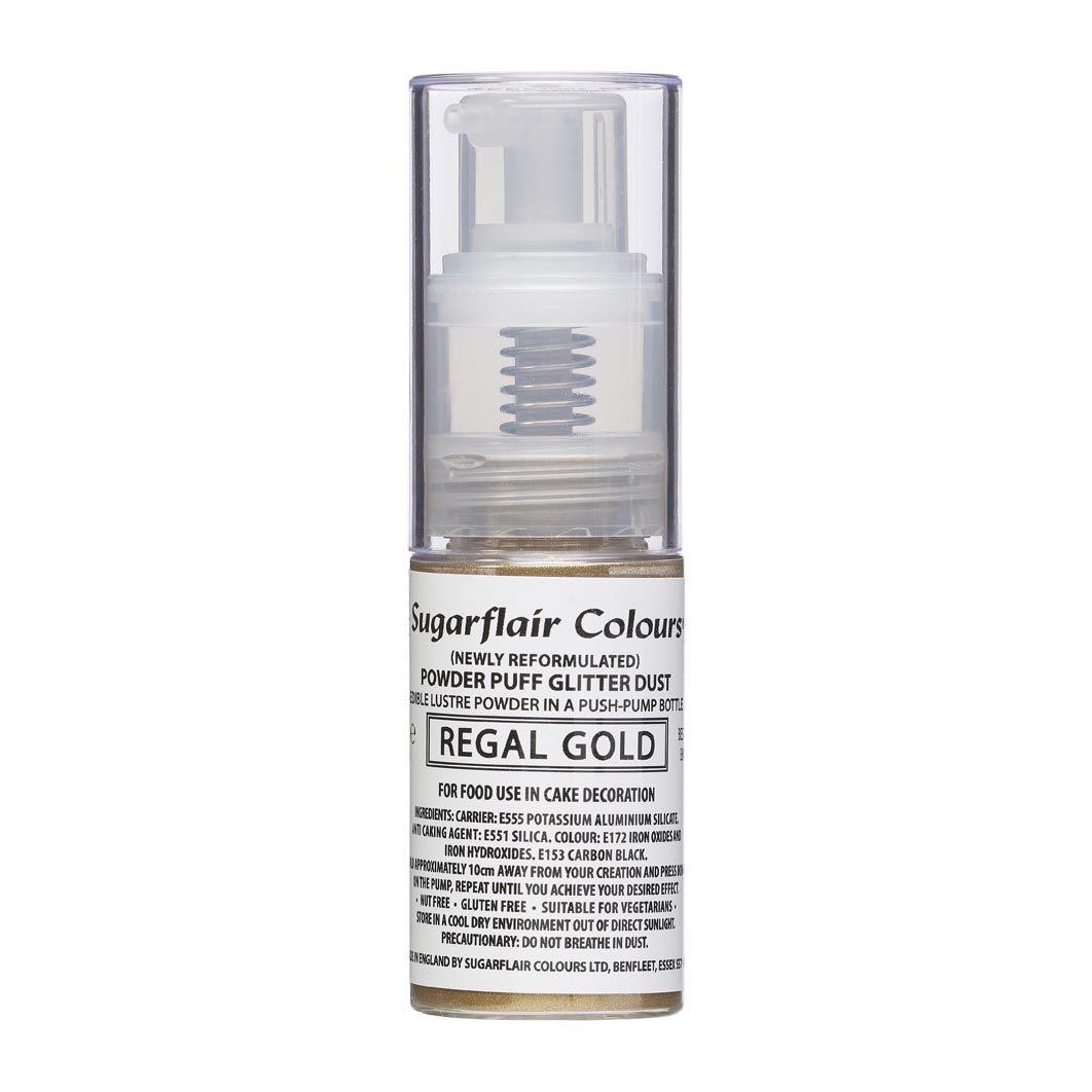 Sugarflair Poudre à Paillettes en Spray -Regal Gold-