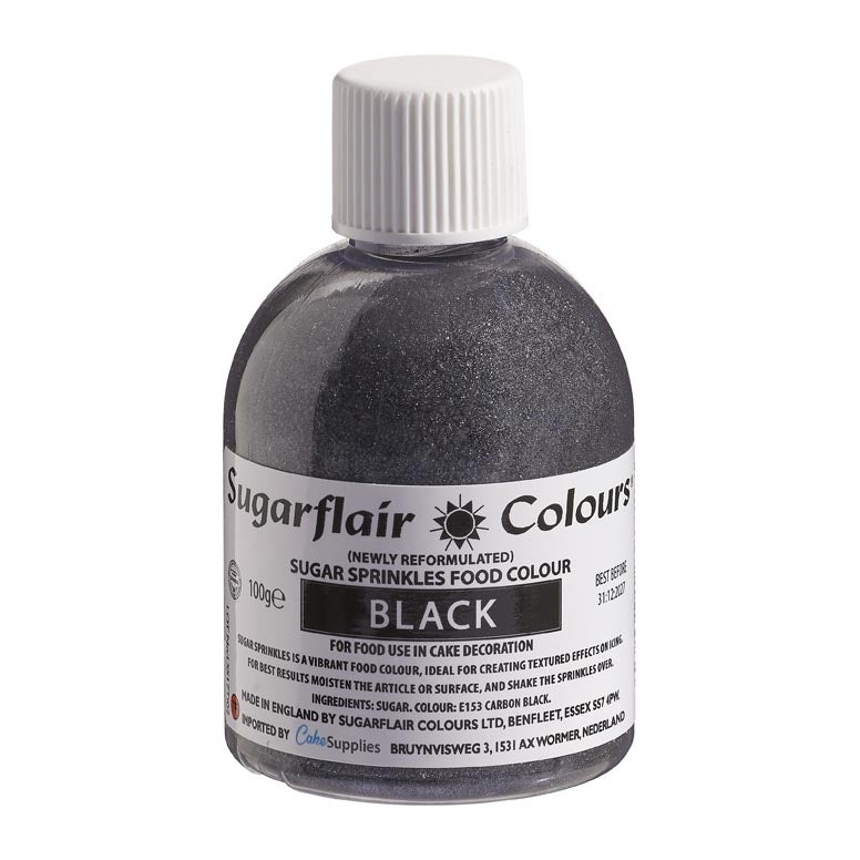 Sugarflair Sprinkles en Sucre - Noir - 100 g