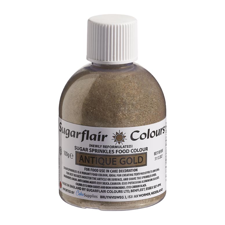 Sugarflair Sprinkles en Sucre - Antique Gold - 100g