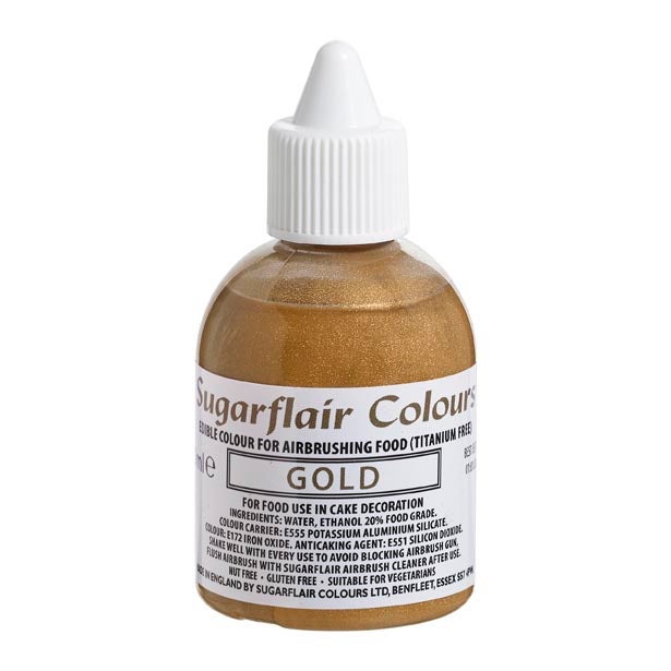 Sugarflair Airbrush Colouring Gold - E171 Free 60ml