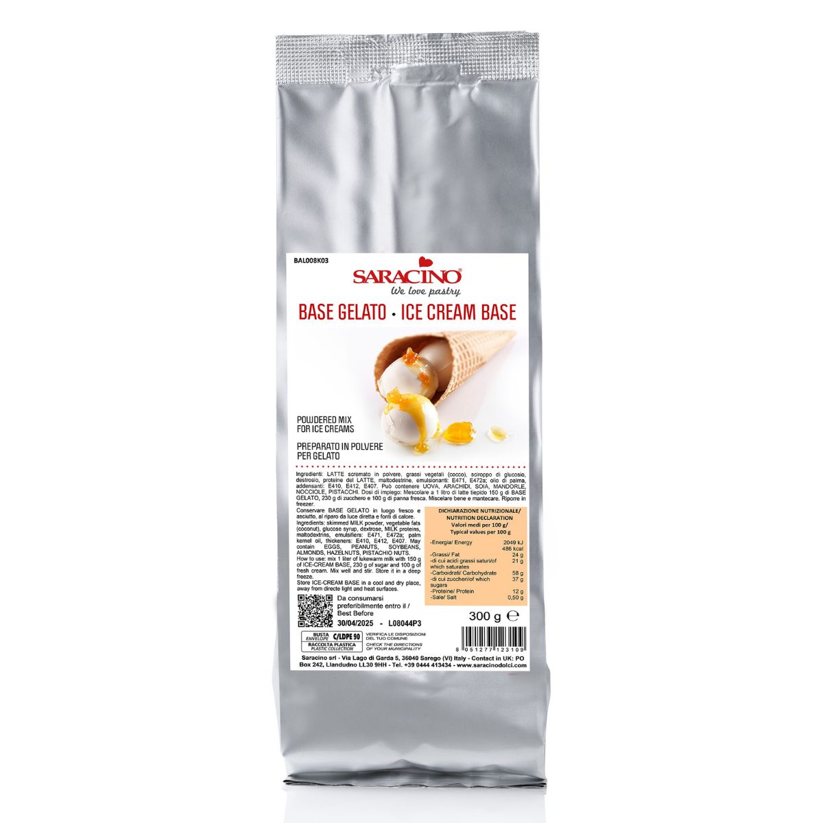 Saracino Préparation de Base pour Glace 300 g