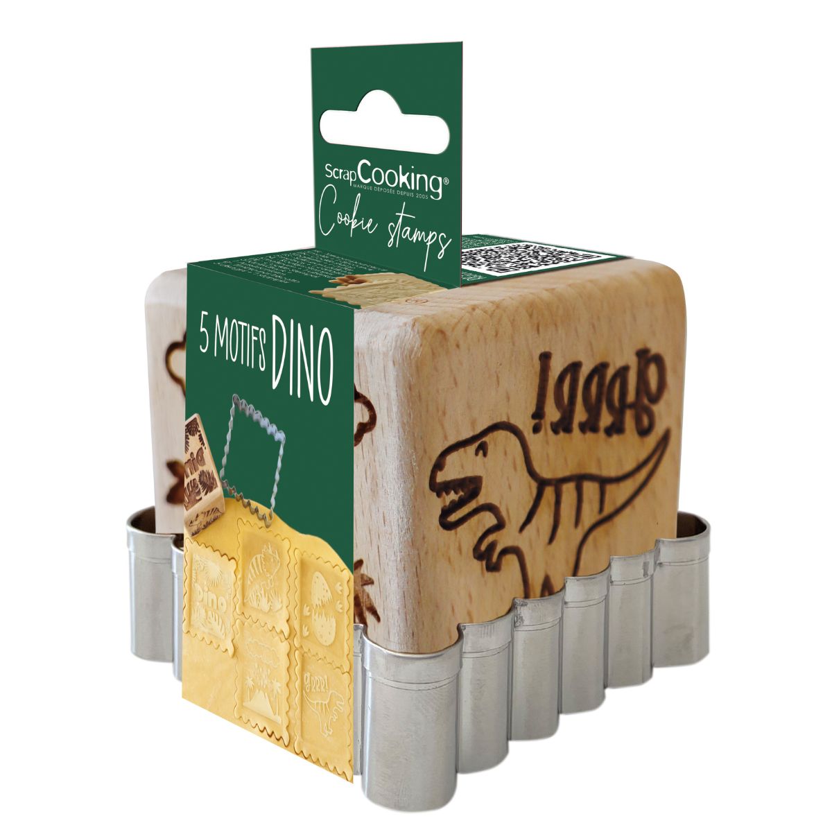 Scrapcooking Wooden Stamp & Cookie Cutter - Dino