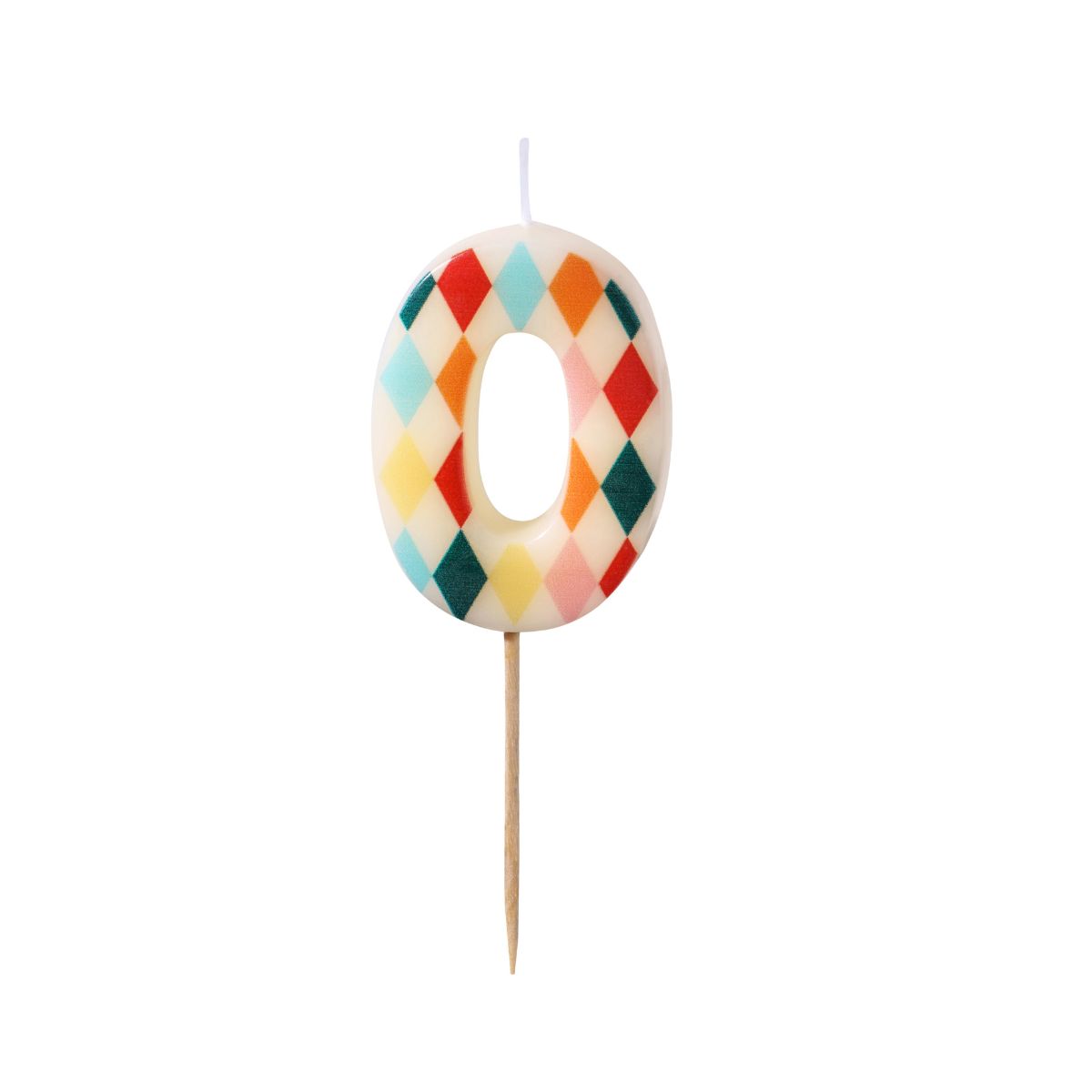 PartyDeco Bougie Chiffre 0 Losange 5,5 cm
