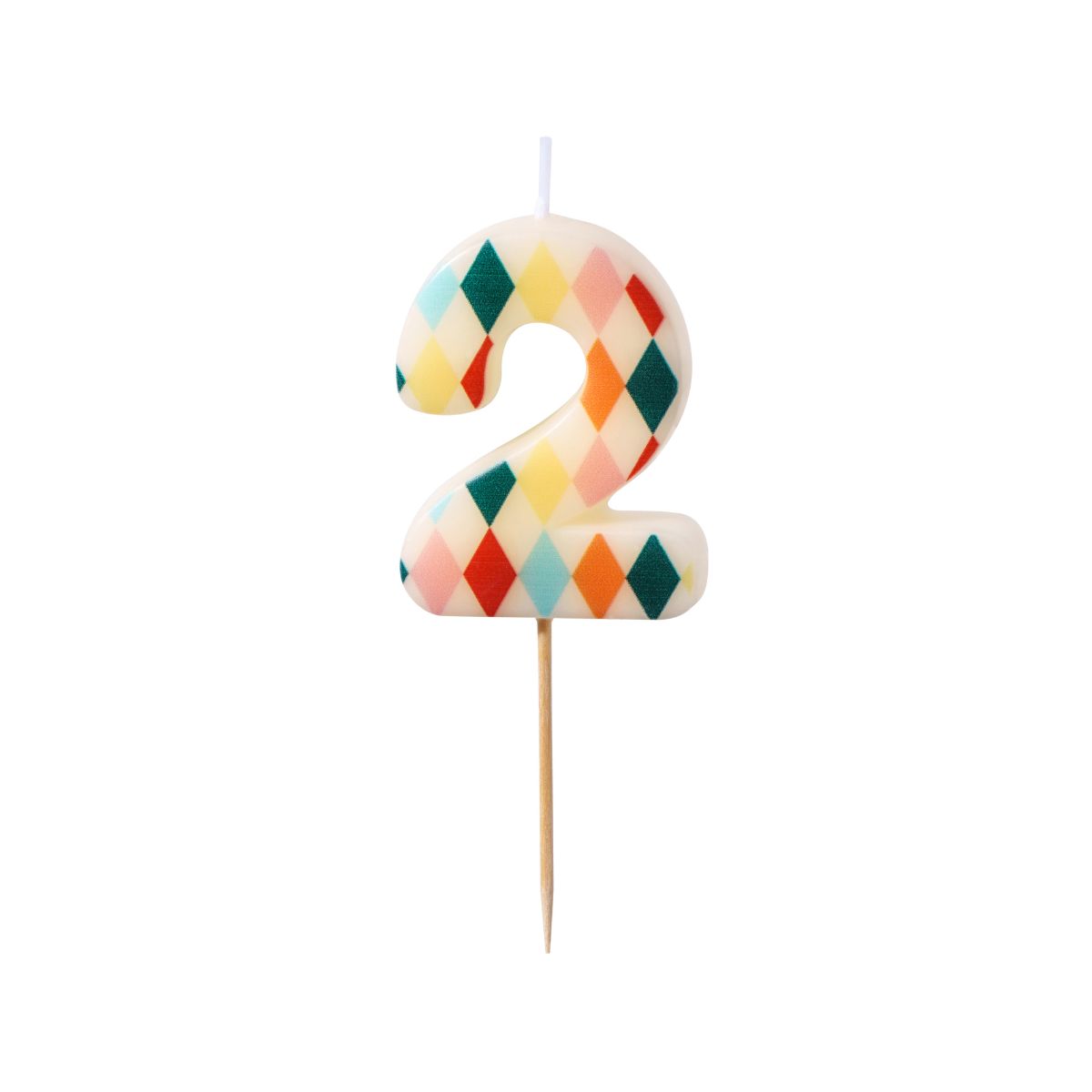 PartyDeco Bougie Chiffre 2 Losange 5,5 cm