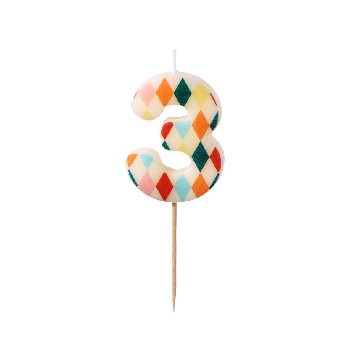 PartyDeco Bougie Chiffre 3 Losange 5,5 cm